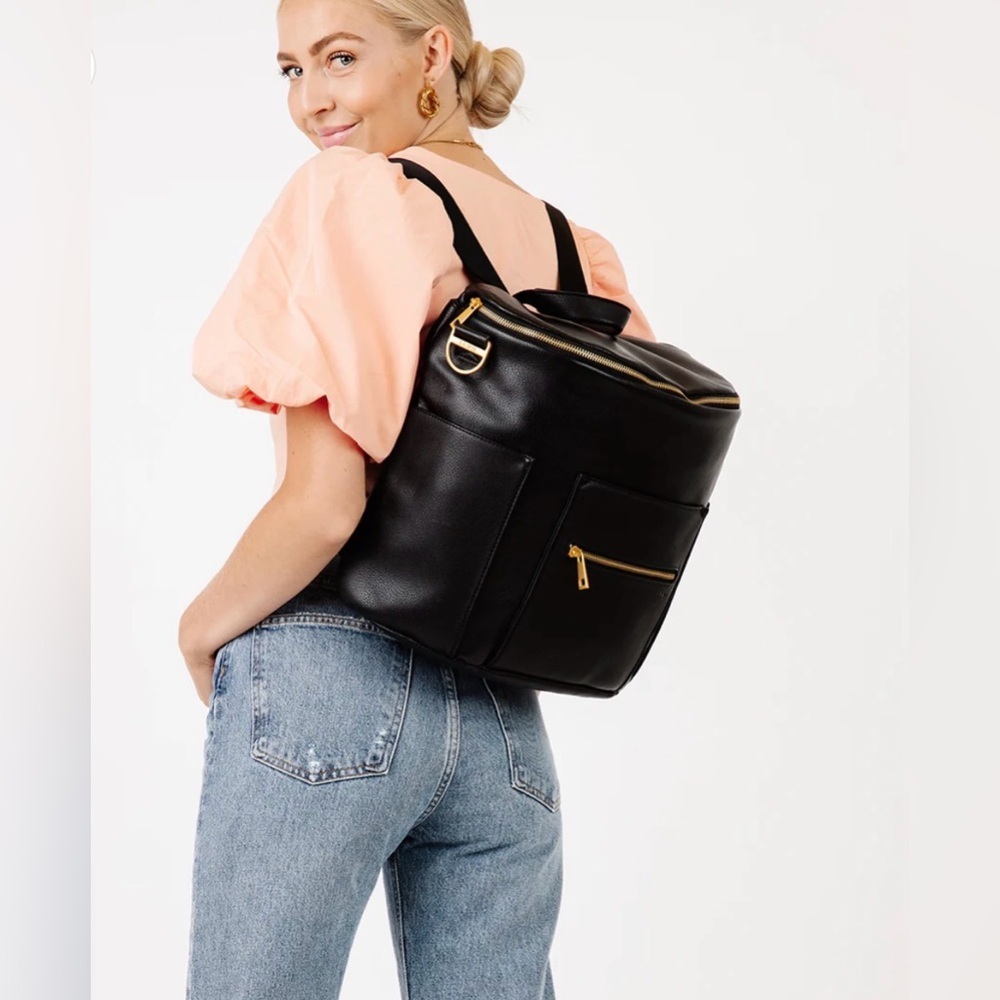 Fawn Design Original Black Diaper Bag with Gold Hardware